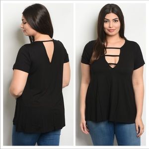 MUST GO! SALE! NEW!! Black Plus Cutout Top